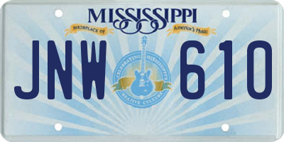 MS license plate JNW610
