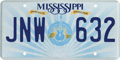 MS license plate JNW632