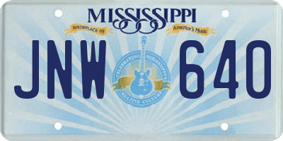 MS license plate JNW640