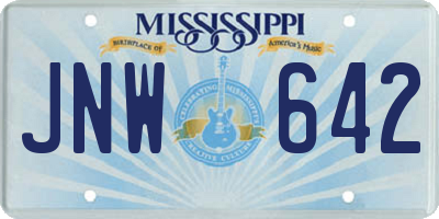 MS license plate JNW642