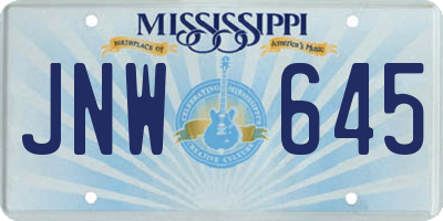 MS license plate JNW645