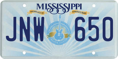 MS license plate JNW650