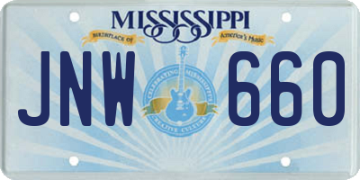 MS license plate JNW660