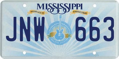 MS license plate JNW663