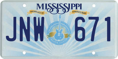 MS license plate JNW671