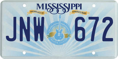 MS license plate JNW672