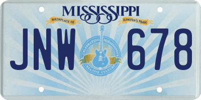 MS license plate JNW678