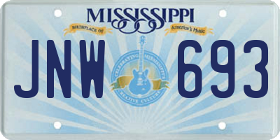 MS license plate JNW693