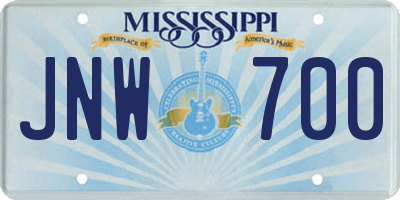 MS license plate JNW700