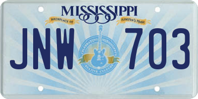 MS license plate JNW703