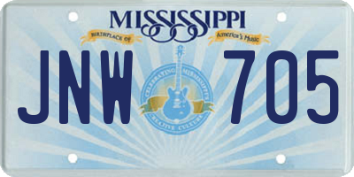 MS license plate JNW705