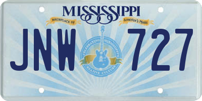 MS license plate JNW727