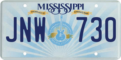 MS license plate JNW730