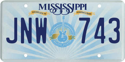MS license plate JNW743