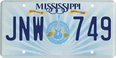 MS license plate JNW749