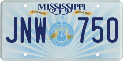 MS license plate JNW750
