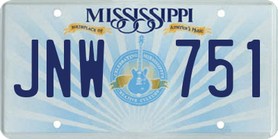 MS license plate JNW751