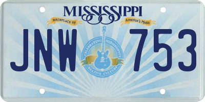MS license plate JNW753