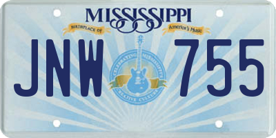 MS license plate JNW755