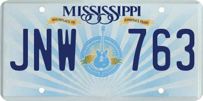 MS license plate JNW763