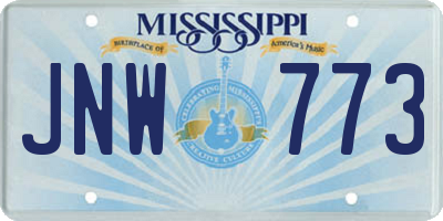 MS license plate JNW773