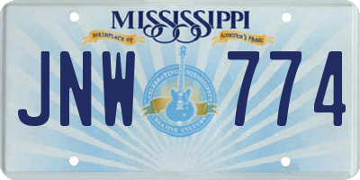 MS license plate JNW774