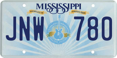 MS license plate JNW780