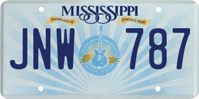 MS license plate JNW787