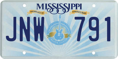 MS license plate JNW791