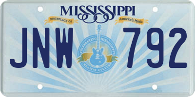 MS license plate JNW792