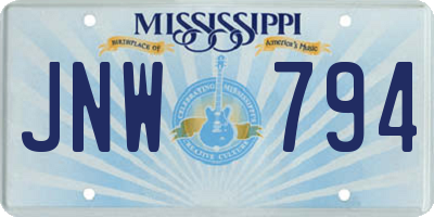 MS license plate JNW794