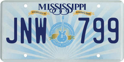 MS license plate JNW799