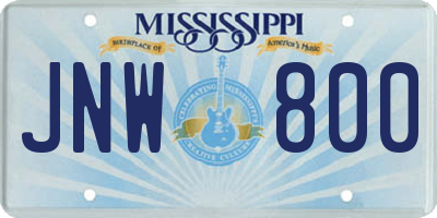MS license plate JNW800