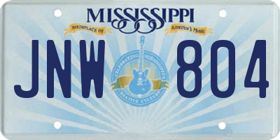 MS license plate JNW804