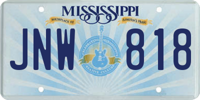 MS license plate JNW818