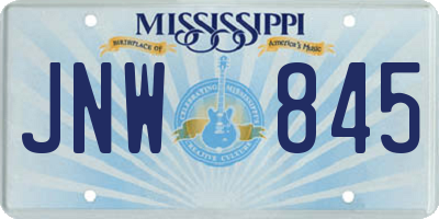 MS license plate JNW845