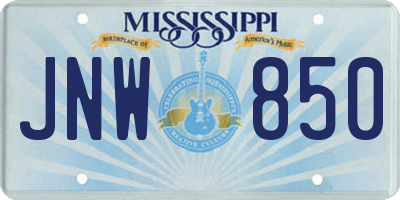 MS license plate JNW850