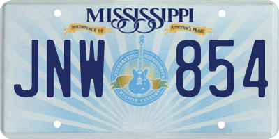 MS license plate JNW854