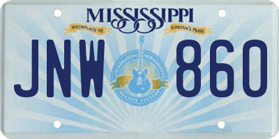 MS license plate JNW860