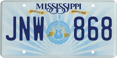 MS license plate JNW868