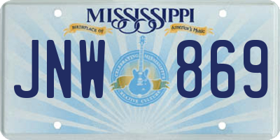 MS license plate JNW869