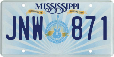 MS license plate JNW871