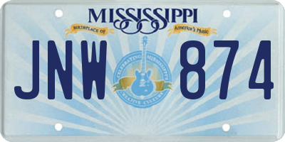 MS license plate JNW874