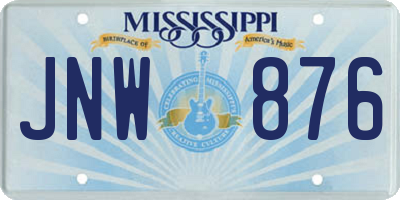 MS license plate JNW876