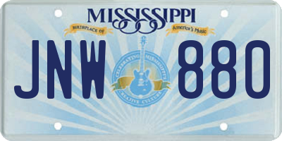 MS license plate JNW880