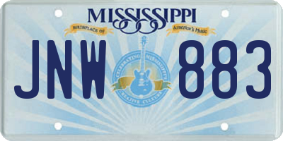 MS license plate JNW883