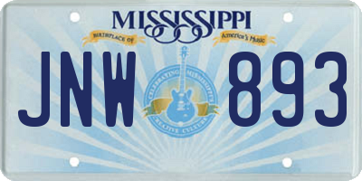 MS license plate JNW893