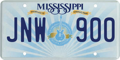 MS license plate JNW900