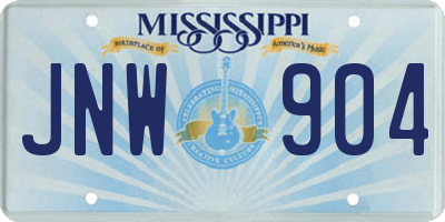 MS license plate JNW904