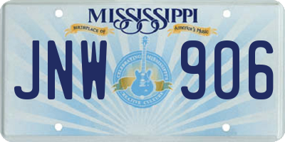 MS license plate JNW906